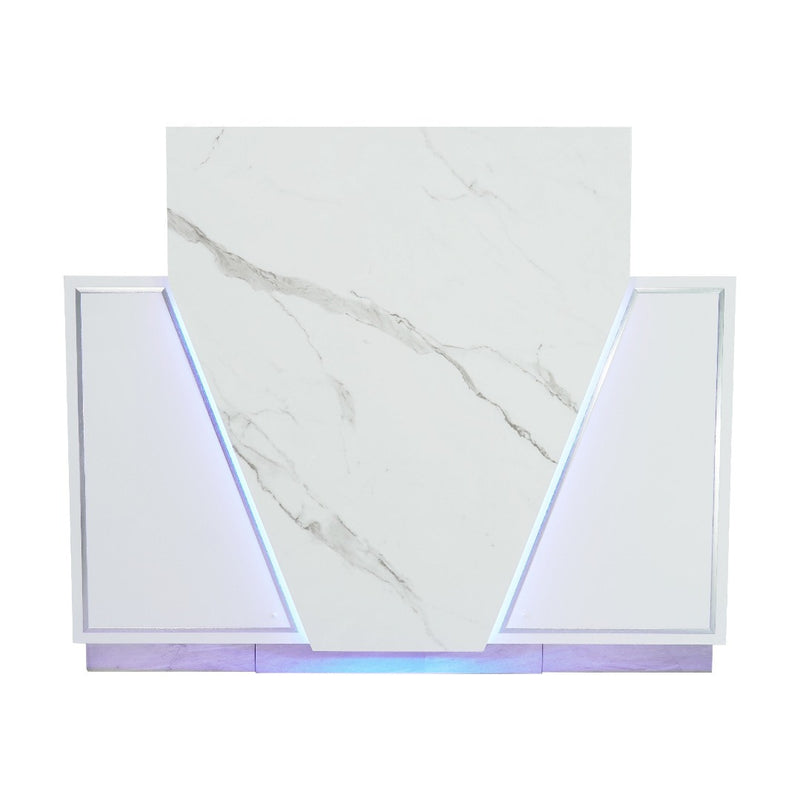 LUX V550 Reception Front Desk Marble Design with LED :: White