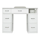 LUX N146 Multi-Section Manicure Nail Table Marble Top with UV Hole, Vent Pipe, & USB