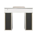 LUX Le Blanc Single Manicure Nail Table Marble Top with UV Hole, Vent & USB