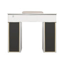 LUX Le Blanc Single Manicure Nail Table Marble Top with UV Hole, Vent & USB