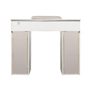 LUX Le Blanc Single Manicure Nail Table Marble Top with UV Hole, Vent & USB