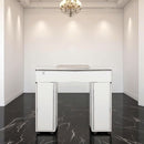 LUX Le Blanc Single Manicure Nail Table Marble Top with UV Hole, Vent & USB
