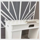 LUX N146 Multi-Section Manicure Nail Table Marble Top with UV Hole, Vent Pipe, & USB